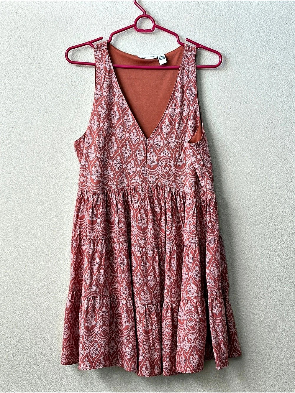 Sincerely Jules Floral Mini Dress in Salmon & White Size Large